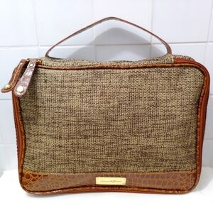 Samantha Brown Tweed Travel Case Toiletry Makeup Accessories Bag Valise 14"x10"